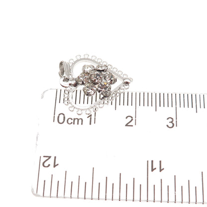 Jerome Fleischer & Co. 925 Sterling Vintage Rhinestone Heart Mini Charm Pendant