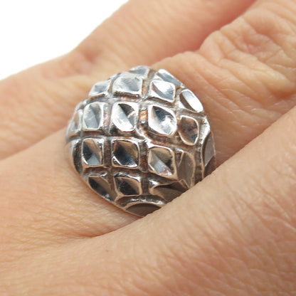 925 Sterling Silver Vintage Dragon Skin Dome Oxidized Ring Size 6.25