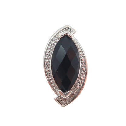 NEVADA 925 Sterling Silver Real Diamond & Black Spinel Minimalist Slide Pendant