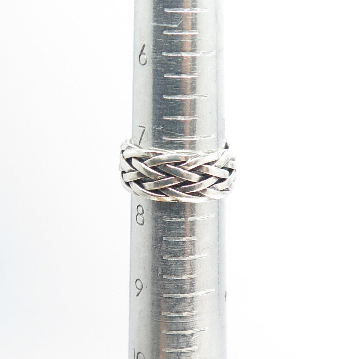 925 Sterling Silver Vintage Woven Band Ring Size 7.75