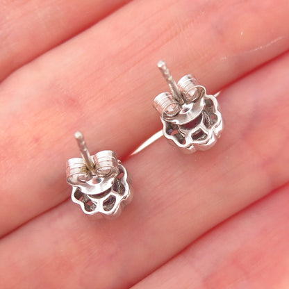 Chuck Clemency 925 Sterling Silver Real Oval-Cut Tanzanite Flower Stud Earrings