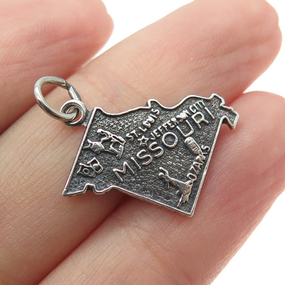 FRENCH & FRANKLIN 925 Sterling Silver Vintage Missouri State Map Charm Pendant