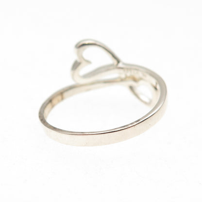 925 Sterling Silver Vintage Mother Daughter Friends Heart Infinity Ring Size 8.5