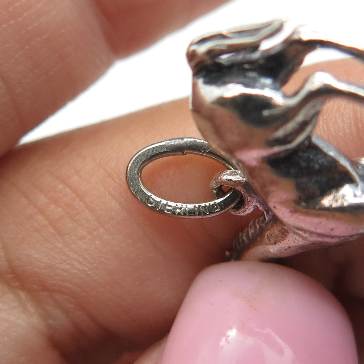 925 Sterling Silver Vintage Trote Y Galope Horse 3D Charm Pendant