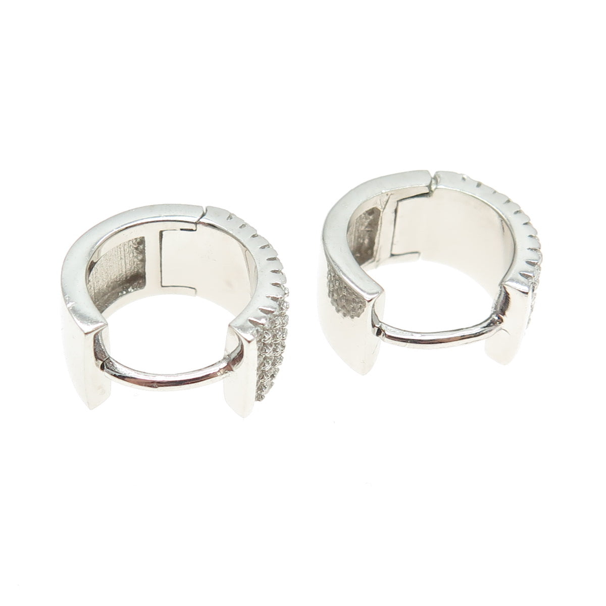 925 Sterling Silver Round-Cut C Z Sparkle Hoop Earrings