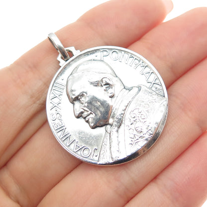 R. RICCI-FIRENZE 800 Silver Vintage Italy Pope John XXIII St. Mary Medal Pendant