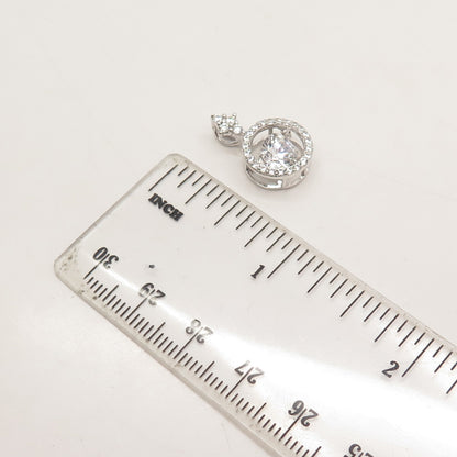 925 Sterling Silver C Z Round Slide Pendant