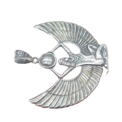800 Silver Vintage Egyptian Goddess Isis Oxidized Charm Pendant