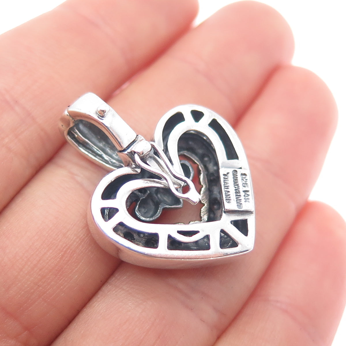 NANCY & DAVID 14K Gold 925 Sterling Silver Vintage Heart Charm Pendant