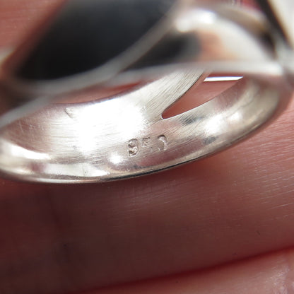 950 Silver Vintage Crossover Wide Ring Size 6.25