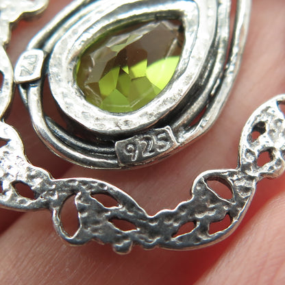 OR PAZ PZ 925 Sterling Silver Vintage Israel Real Peridot Oxidized Pendant