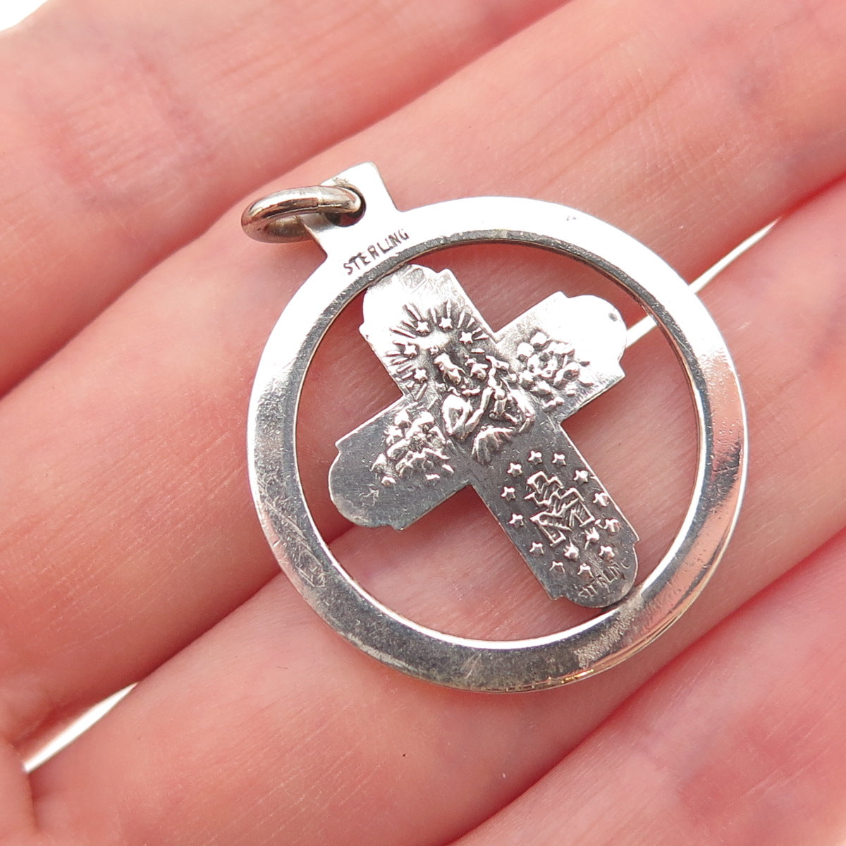 925 Sterling Silver Antique Art Deco 4-Way Cross Religious Charm Pendant