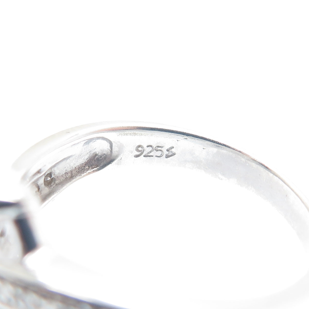 925 Sterling Silver Real Round-Cut Diamond Heart Ring Size 7