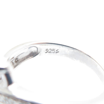 925 Sterling Silver Real Round-Cut Diamond Heart Ring Size 7