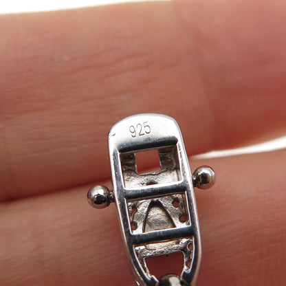 925 Sterling Silver Marquise & Round-Cut C Z Bracelet 6.75"