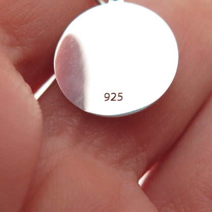 925 Sterling Silver Pink Enamel Cat Couple Round Tag Mini Charm Pendant