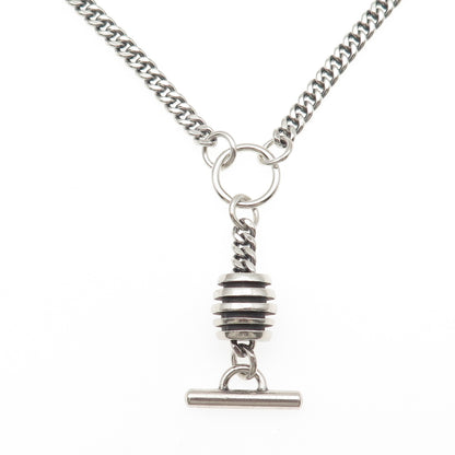 Lisa Jenks Sterling Silver Vintage Modernist Oxidized Cuban Chain Necklace 26"