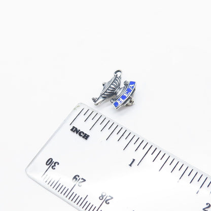925 Sterling Silver Vintage Enamel "HEA" Teapot Small Pin Brooch