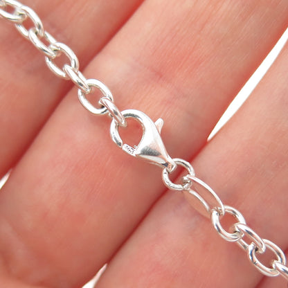 MILOR 925 Sterling Vintage Italy Heart Charm Cable Link Anklet / Bracelet 9.75"