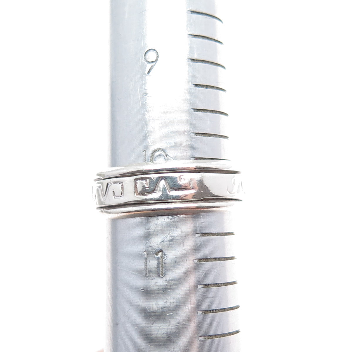 925 Sterling Silver Vintage Tribal Symbol Rotating Band Ring Size 10.5
