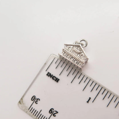 925 Sterling Silver Vintage House Charm Pendant
