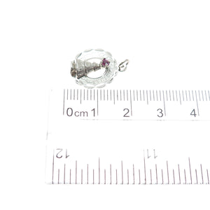 CREA Sterling Silver Vintage Pink Rhinestone Merry Christmas Minimalist Pendant