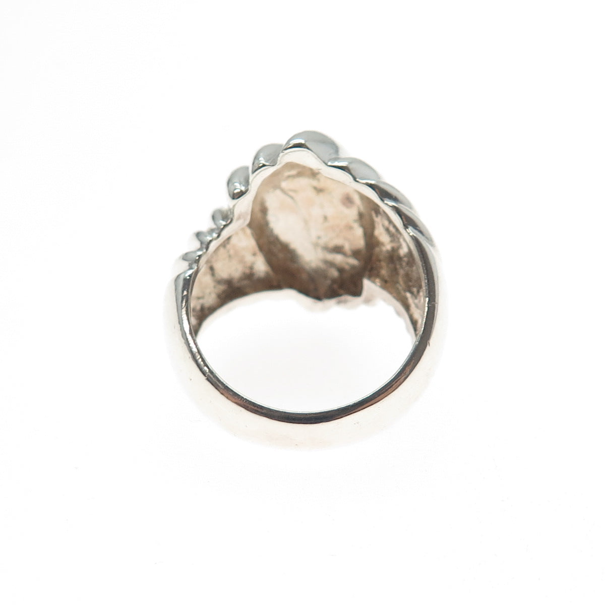 925 Sterling Silver Vintage Modernist Ribbed Dome Ring Size 5.25