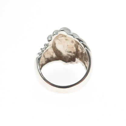 925 Sterling Silver Vintage Modernist Ribbed Dome Ring Size 5.25