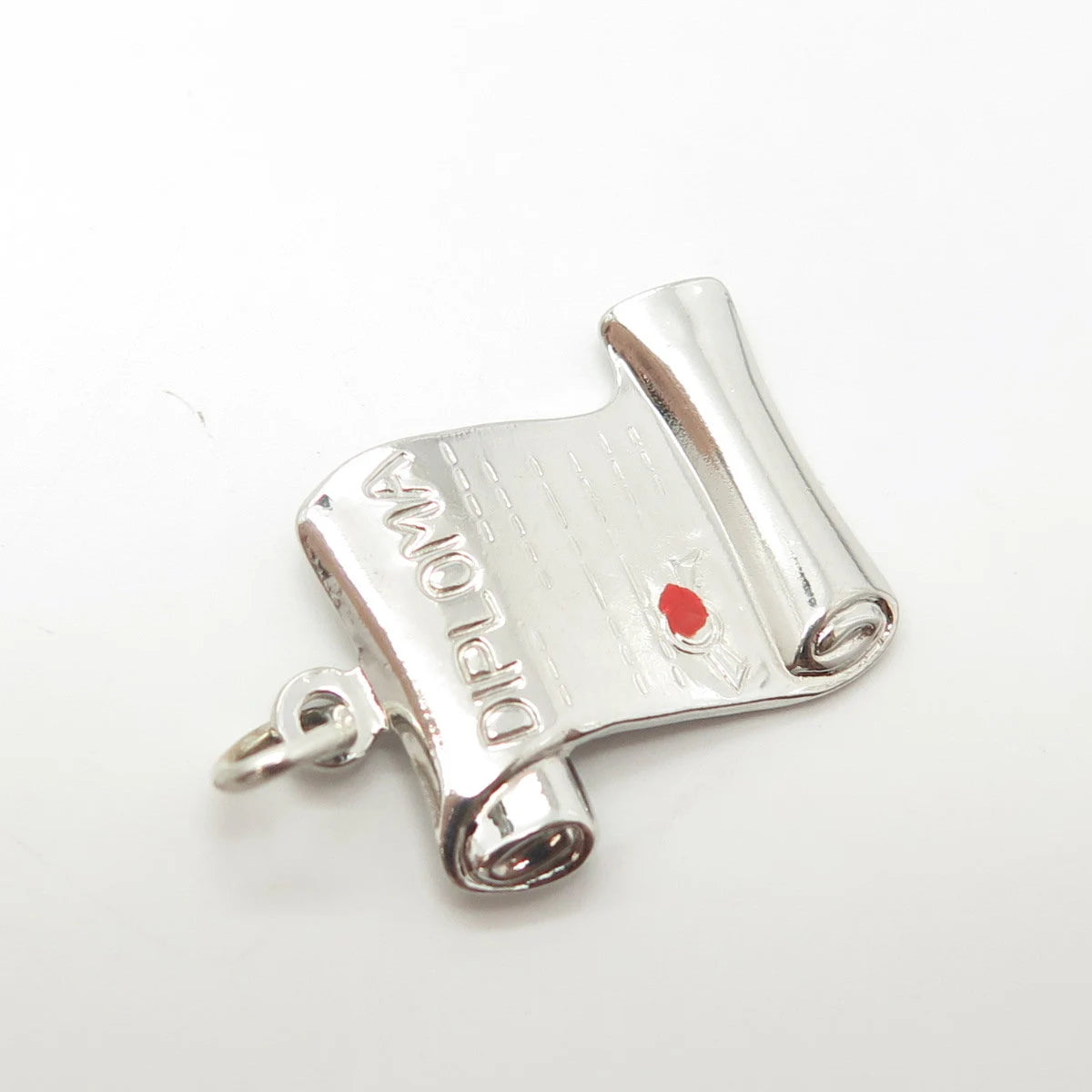 925 Sterling Silver Vintage Enamel Diploma Scroll Charm Pendant