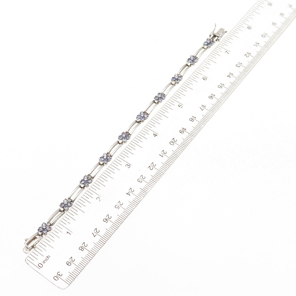 Clyde Duneier 925 Sterling Silver Vintage Real Tanzanite Floral Bracelet 7"