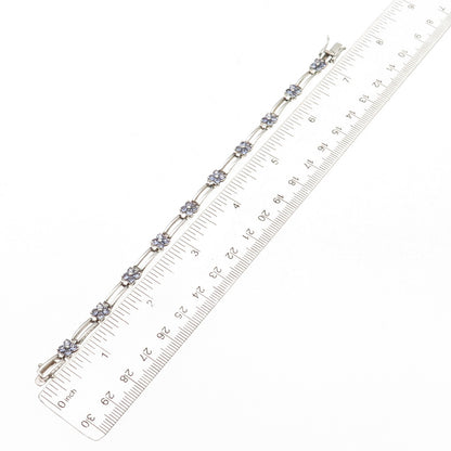 Clyde Duneier 925 Sterling Silver Vintage Real Tanzanite Floral Bracelet 7"