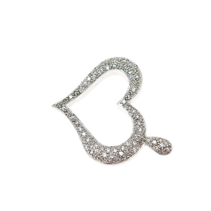 925 Sterling Silver Round-Cut C Z Heart Charm Pendant