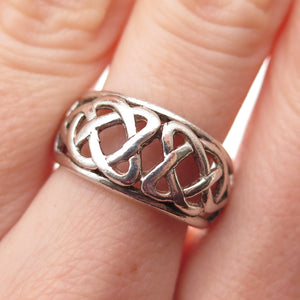 SOLVAR 925 Sterling Silver Vintage Ireland Celtic Knot Oxidized Ring Size 7