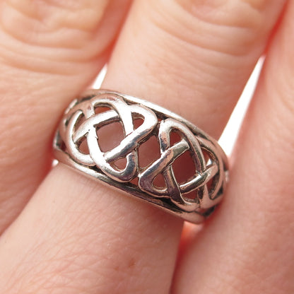 SOLVAR 925 Sterling Silver Vintage Ireland Celtic Knot Oxidized Ring Size 7