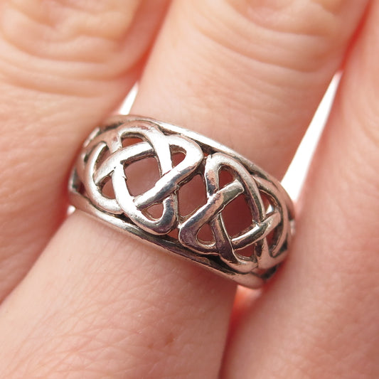 SOLVAR 925 Sterling Silver Vintage Ireland Celtic Knot Oxidized Ring Size 7