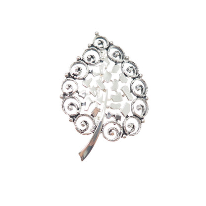 925 Sterling Silver Antique Germany Swirl Floral Leaf Oxidized Pin Brooch