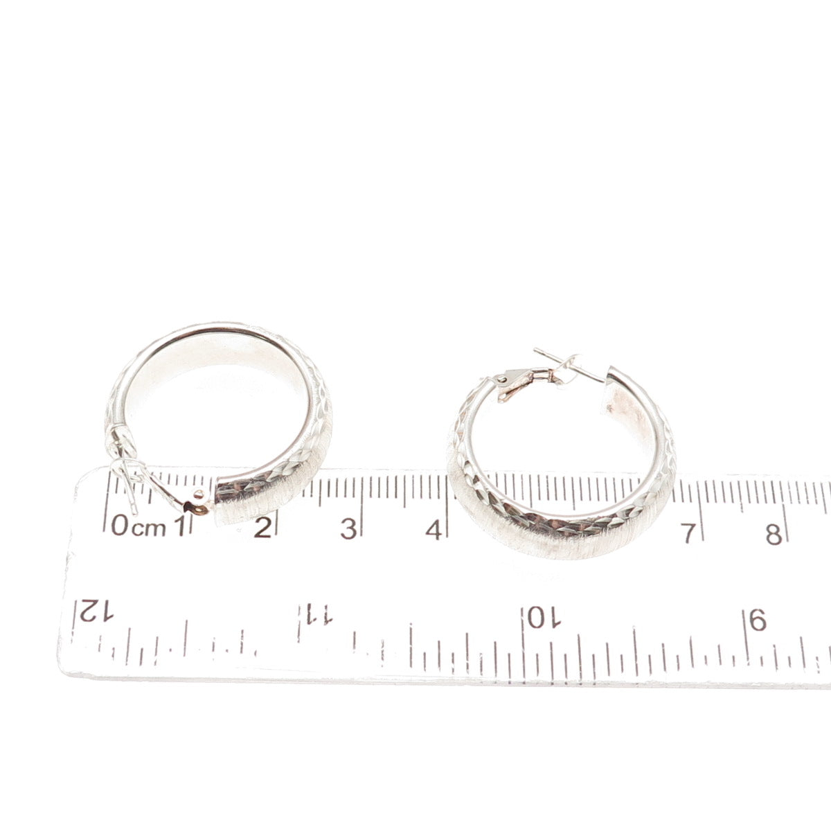 MILOR 925 Sterling Silver Vintage Italy Brushed Hoop Earrings