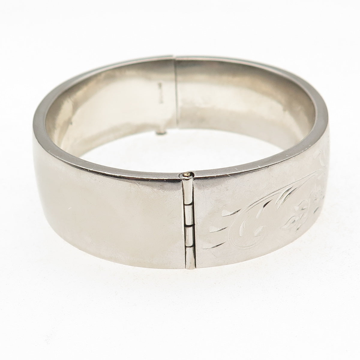 Carl Art 925 Sterling Silver Antique Art Deco Floral Bangle Bracelet 7.25"