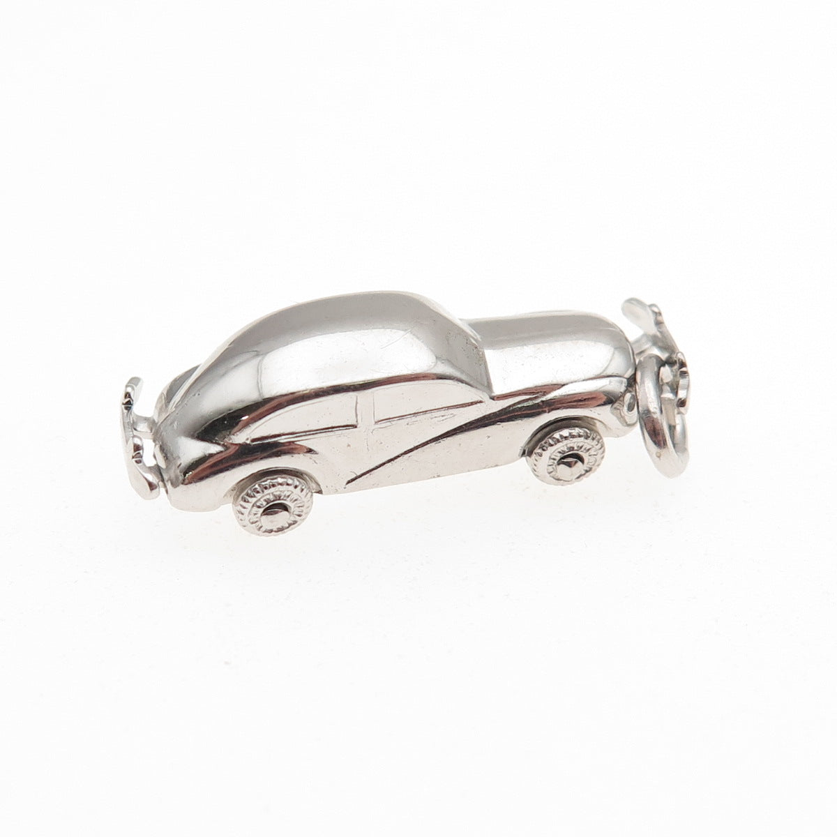 925 Sterling Silver Vintage Retro Car Movable 3D Charm Pendant