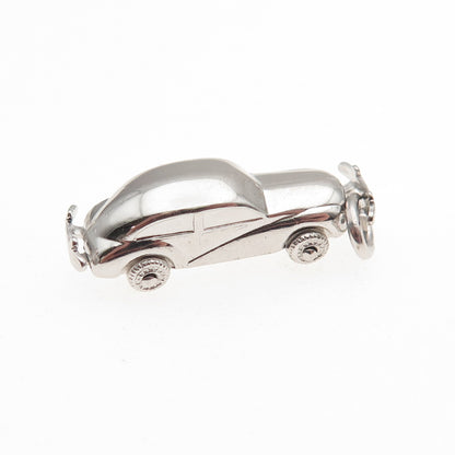 925 Sterling Silver Vintage Retro Car Movable 3D Charm Pendant
