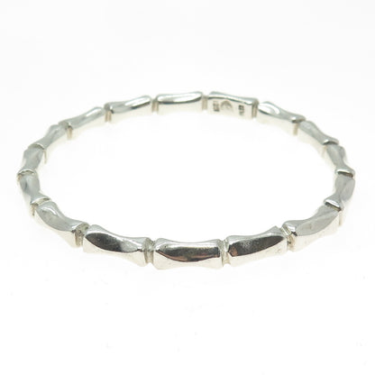 925 Sterling Silver Vintage Mexico Bamboo Link Bangle Bracelet 7.75"