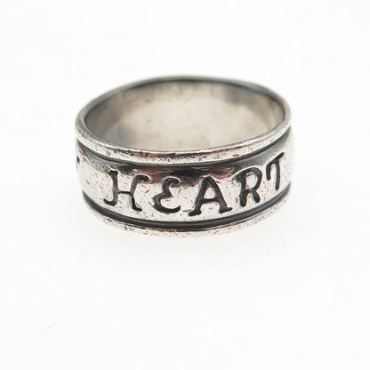 TOP 925 Sterling Silver Vintage With All My Heart Rotating Band Ring Size 7.25