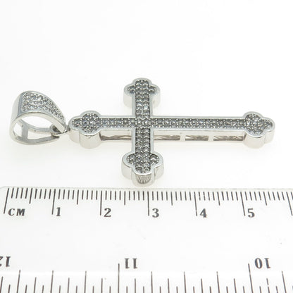 925 Sterling Silver Pave C Z Cross Pendant