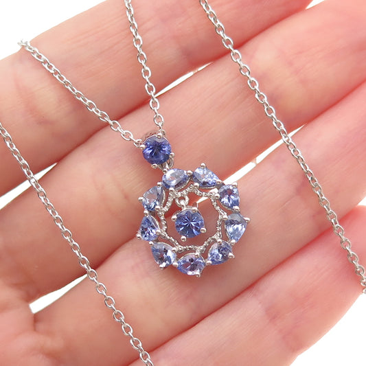 Chuck Clemency 925 Sterling Silver Real Tanzanite Cable Chain Necklace 18"