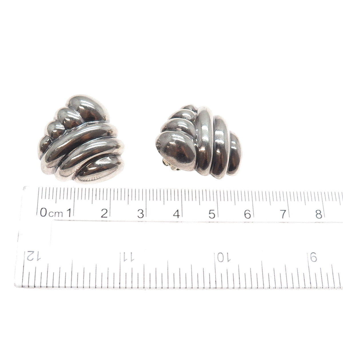 JONDELL 925 Sterling Silver Vintage Spain Modernist Clip On Earrings