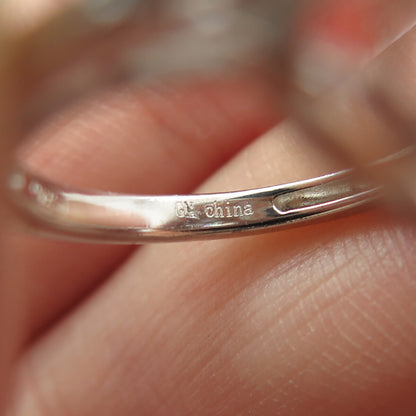 925 Sterling Silver White & Peach Round-Cut Shaped C Z Ring Size 6