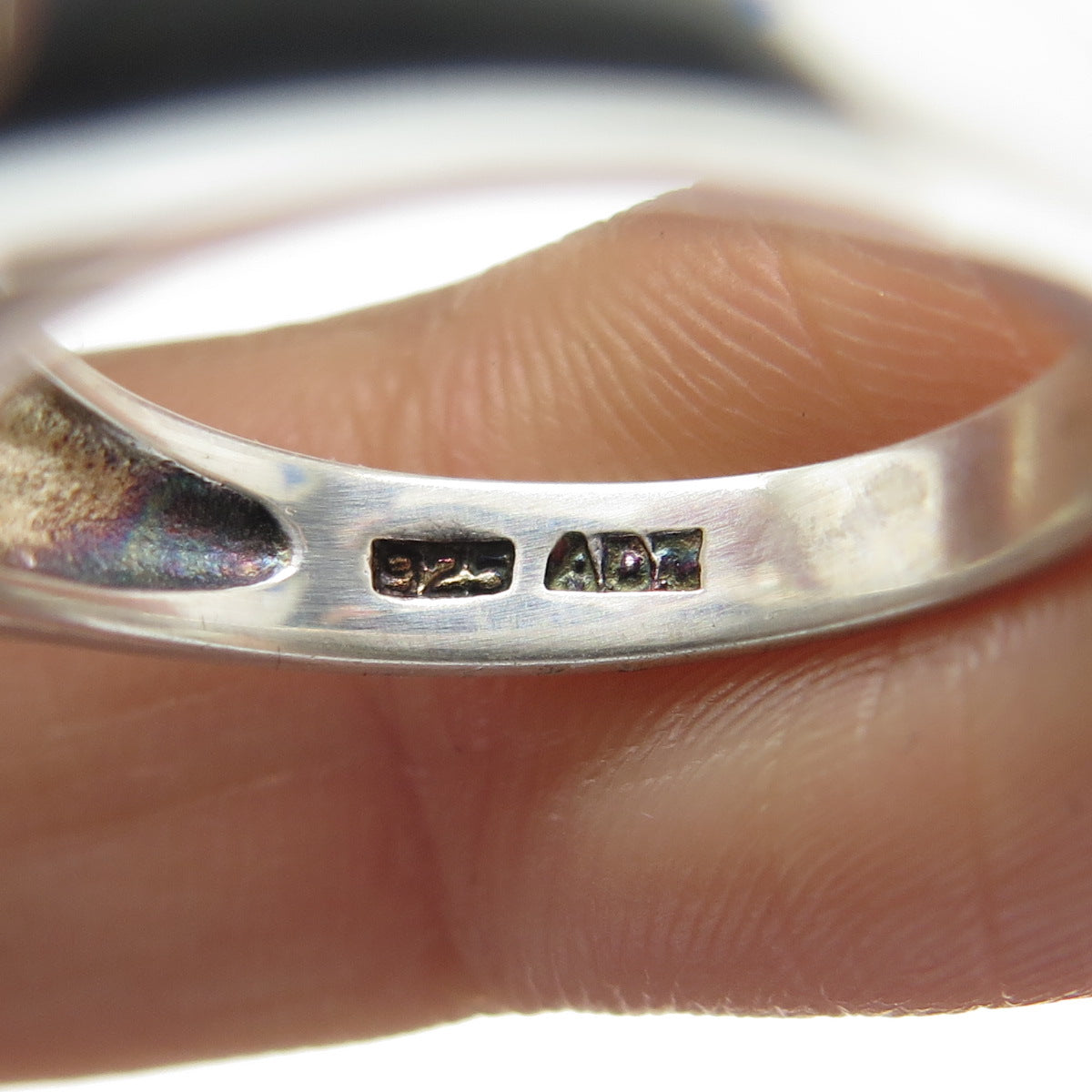 925 Sterling Silver Real Cushion-Cut Blue Topaz & C Z Ring Size 7.25