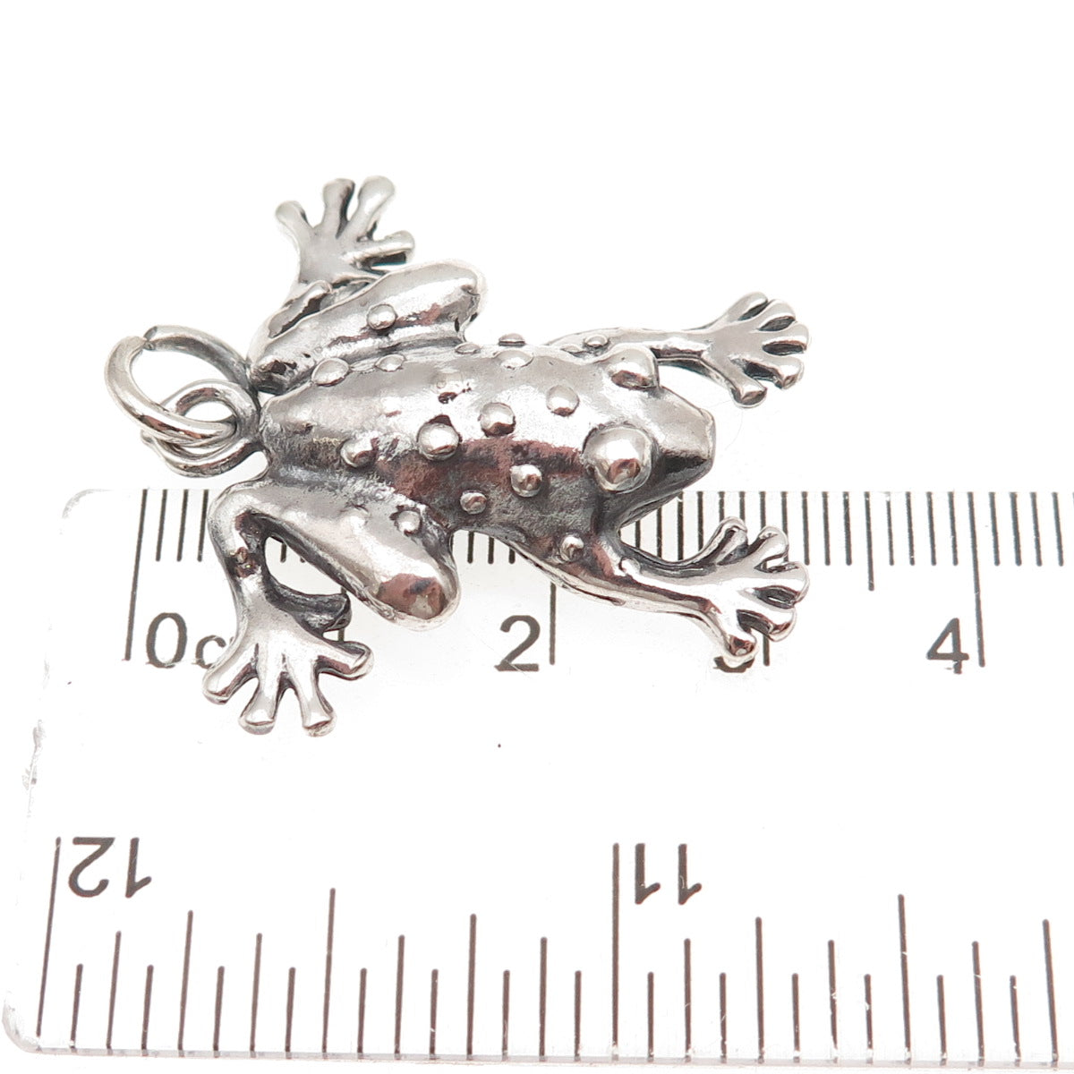 925 Sterling Silver Vintage Mexico Frog Good Luck Oxidized Charm Pendant