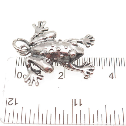925 Sterling Silver Vintage Mexico Frog Good Luck Oxidized Charm Pendant
