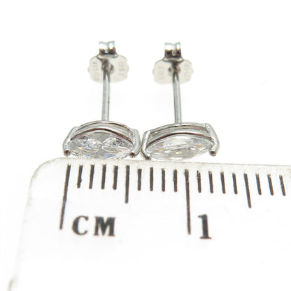 DBJ DEE BERKLE 925 Sterling Silver Marquise-Cut C Z Stud Earrings